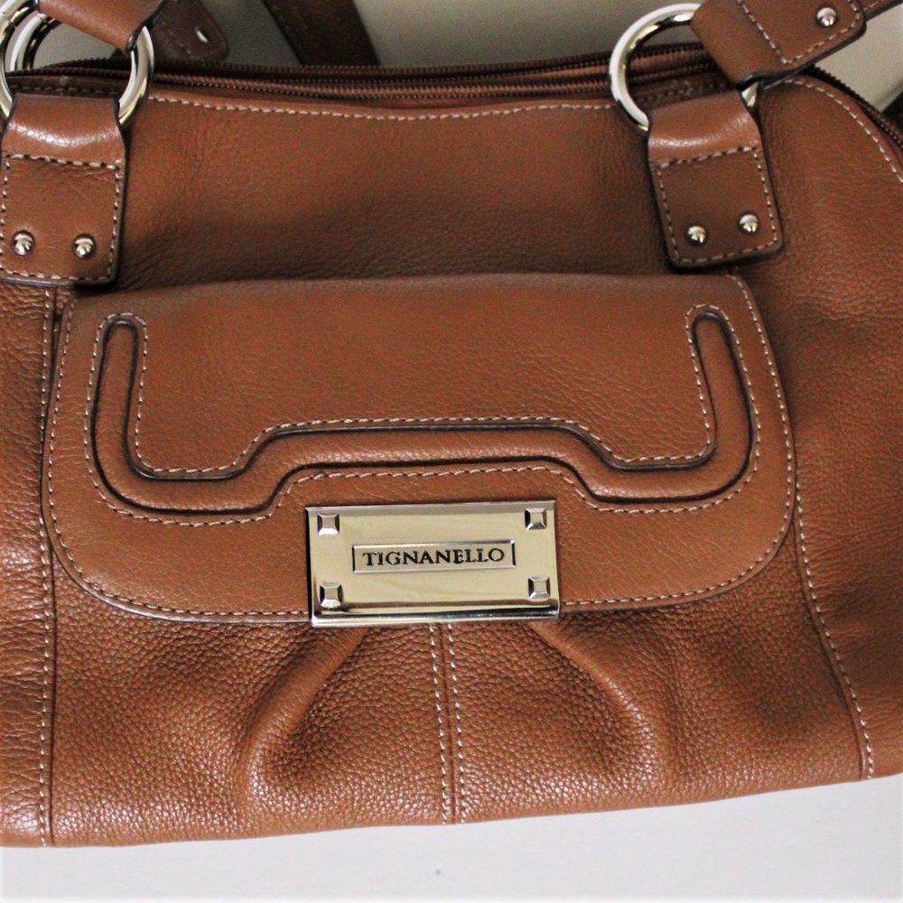 Tignanello Tan Leather Shoulder Bag - Picture 2 of 8